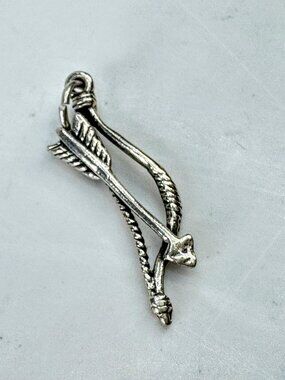 Vintage Sterling Silver Bow & Arrow Charm Pendant 1.25" JR2079